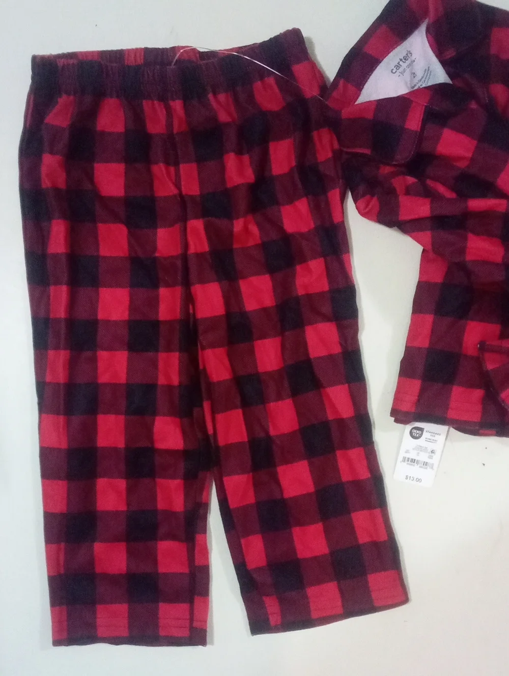 Carter's Red and Black Plaid Two-Piece Kids Pajama Set 2T NWT